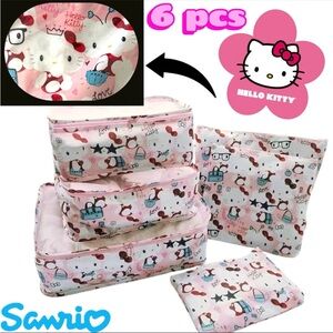 6pc Sanrio Water-resistant Travel Cube Storage Bags  Underwear Shoes HELLO KITTY
